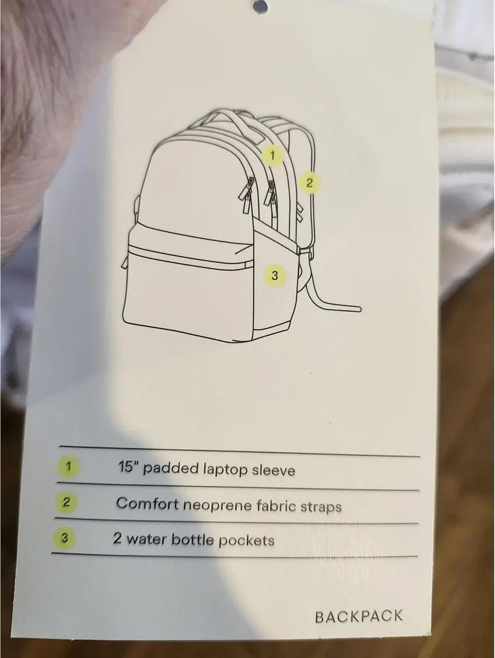 All in Motion Water Repellent Laptop Backpack Cream Beige 15in Laptop Sleeve NWT